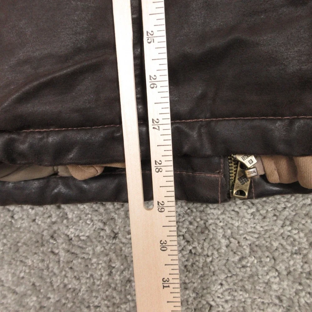 Columbia Jacket Mens Large Brown Outdoor Faux Leather Outdoor Utility Hoodie